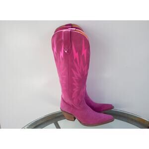 Dingo Pink Western Boots Womens Tall Thunder Road Suede Snip Toe DI597 Size 6.5M